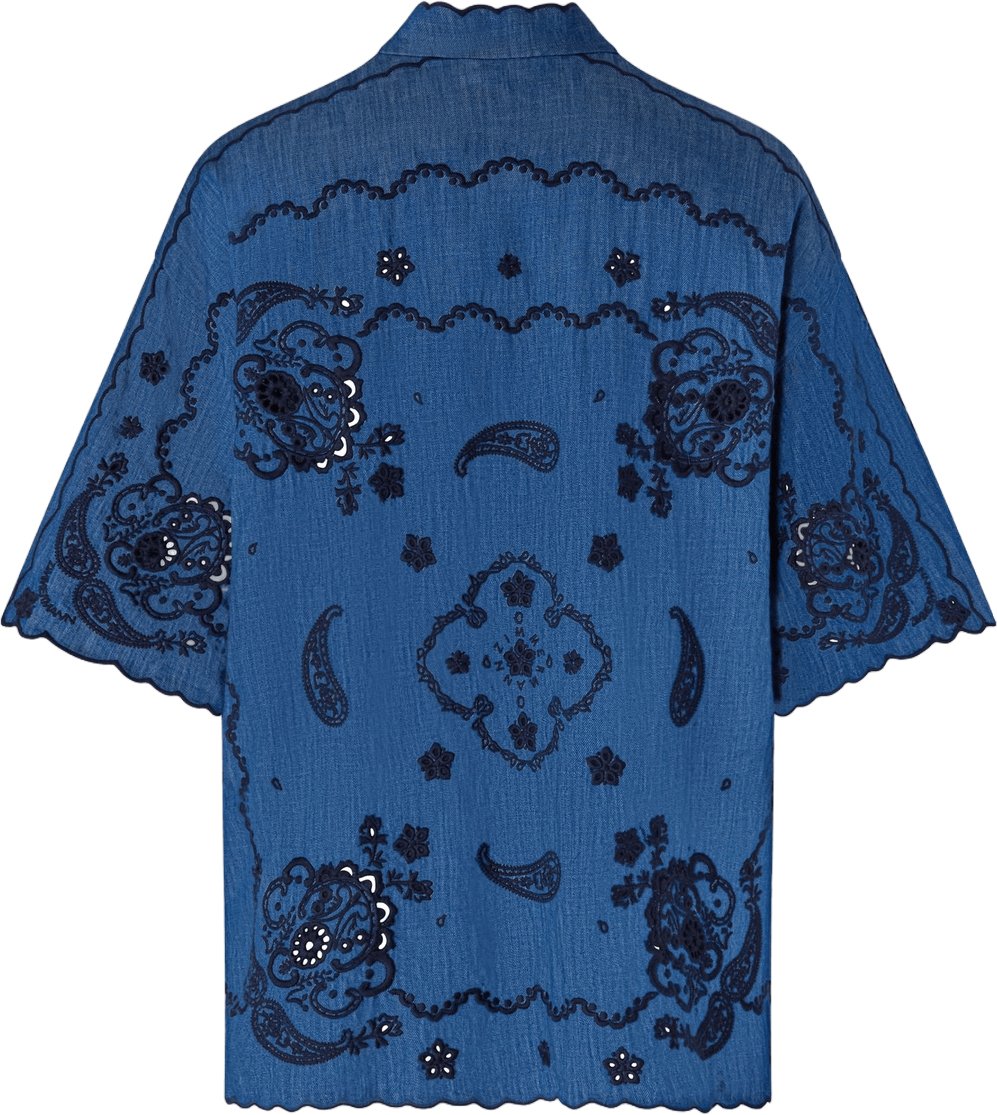 Zimmermann ASTER GEBORDUURD DENIM OVERHEMD Blauw