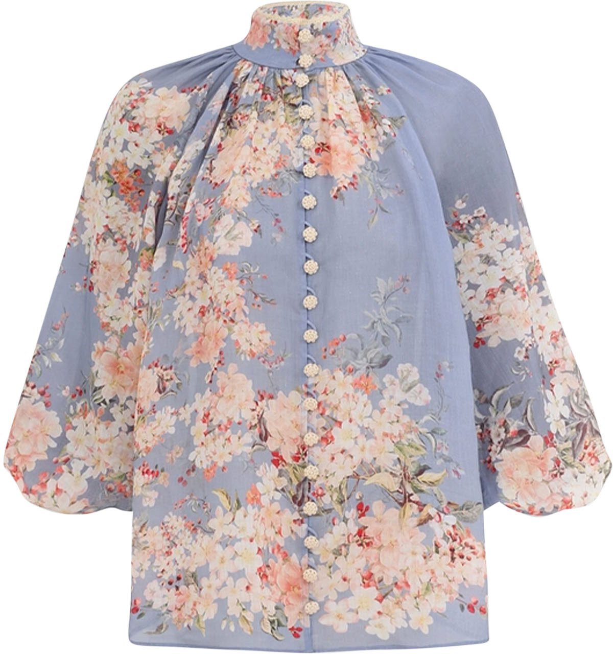 Zimmermann CASCADIAN BILLOW BLOUSE Blauw