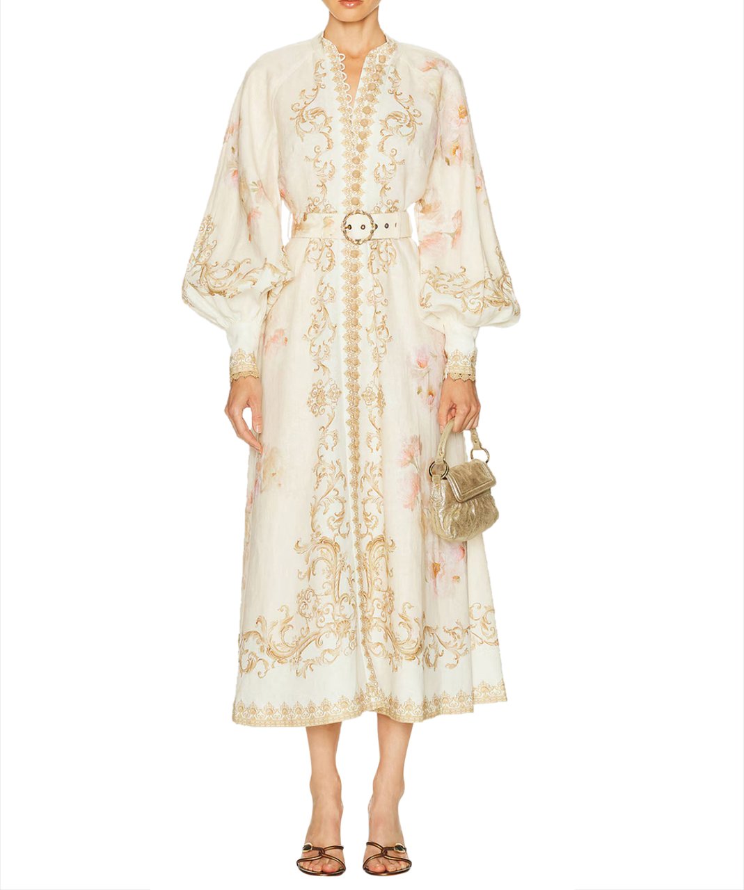 Zimmermann HYPNOTIC BUTTONED MIDI DRESS Wit