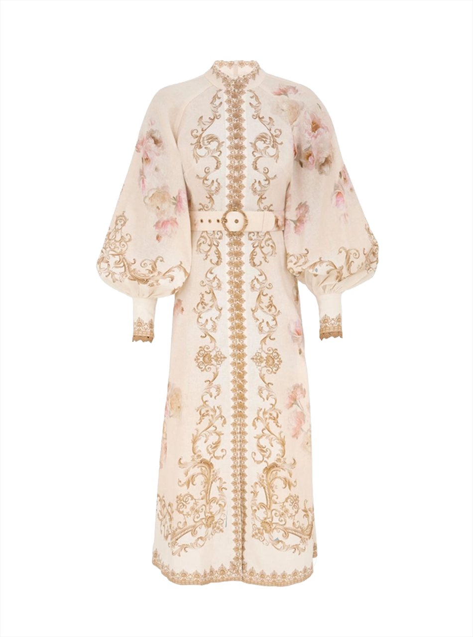 Zimmermann HYPNOTIC BUTTONED MIDI DRESS Wit