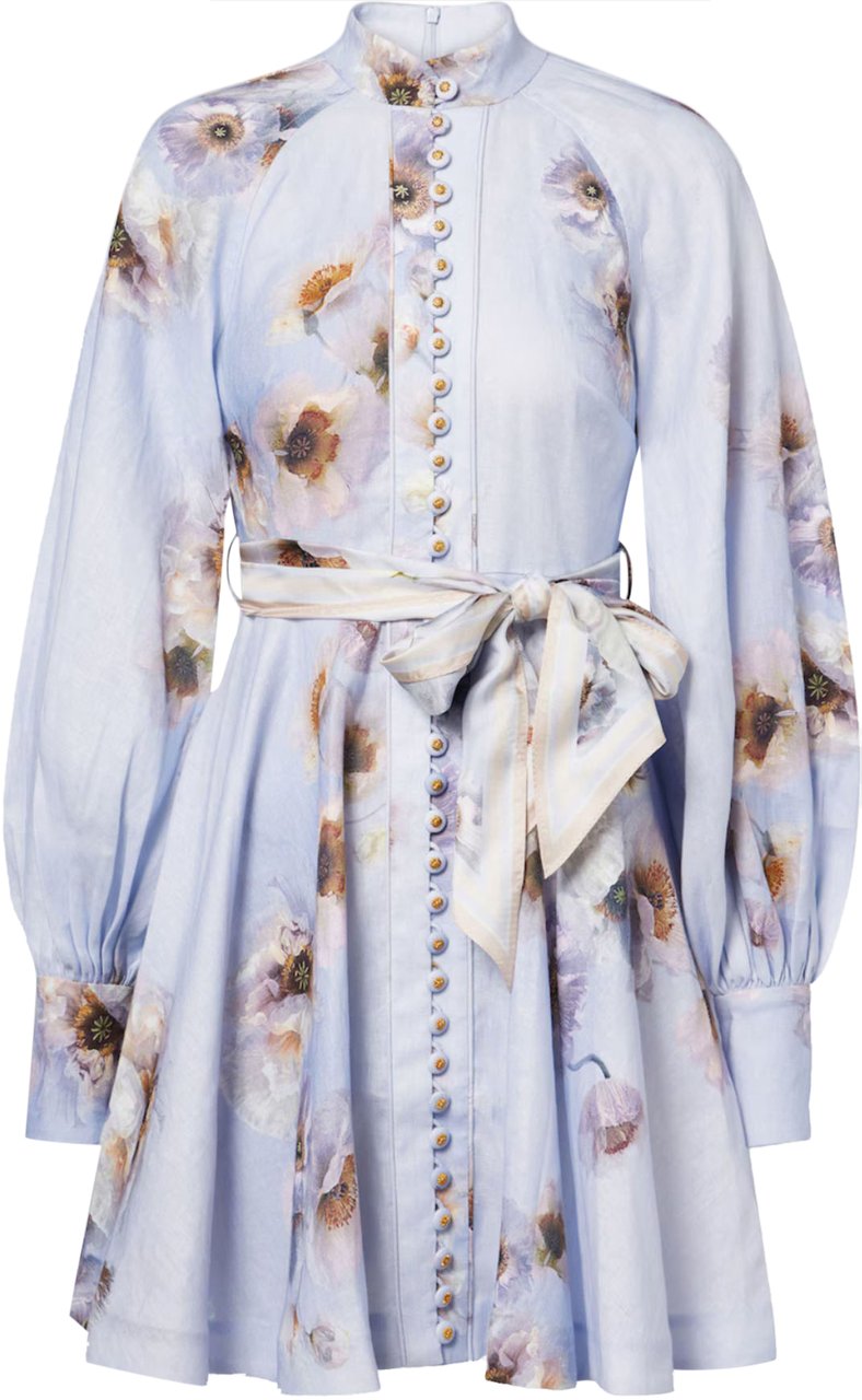 Zimmermann HYPNOTIC BUTTONED MINI DRESS Paars