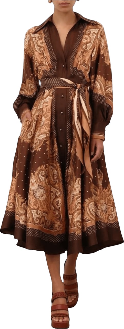Zimmermann LUNA SHIRT DRESS Bruin