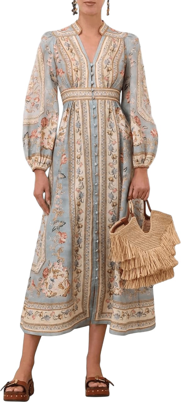 Zimmermann ROSELIGHT PLUNGE MIDI JURK Lichtblauw