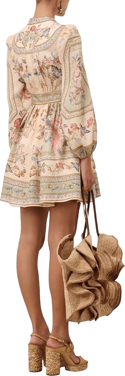 Zimmermann ROSELIGHT PLUNGE MINI DRESS Wit