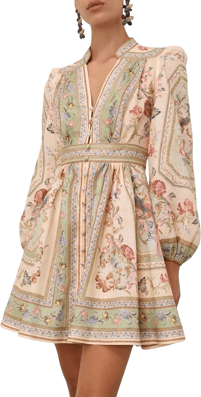 Zimmermann ROSELIGHT PLUNGE MINI DRESS Wit