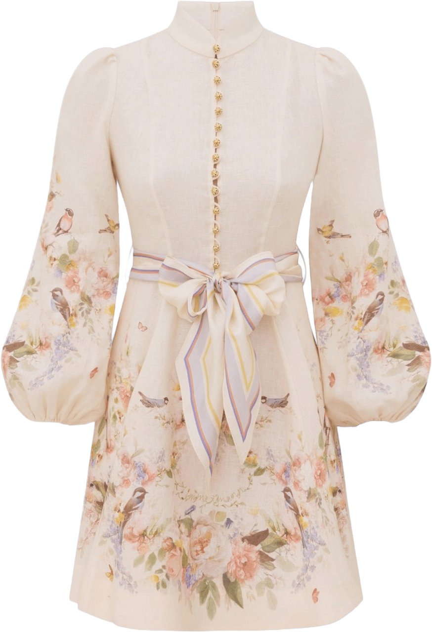 Zimmermann VALIANT BUTTON MINI DRESS Wit