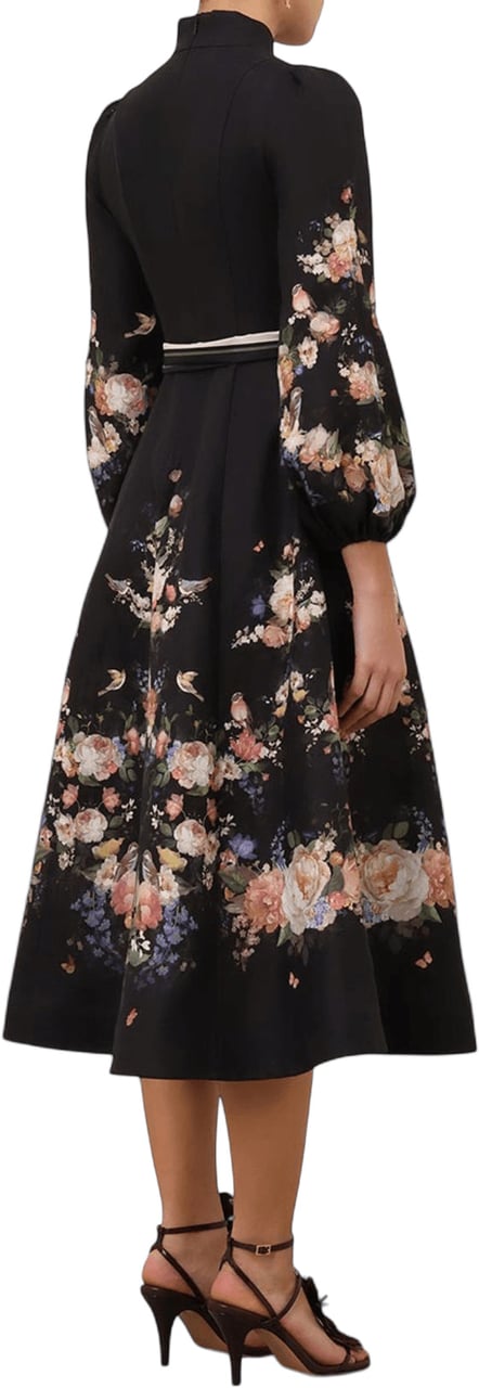 Zimmermann VALIANT BUTTON MIDI DRESS Zwart