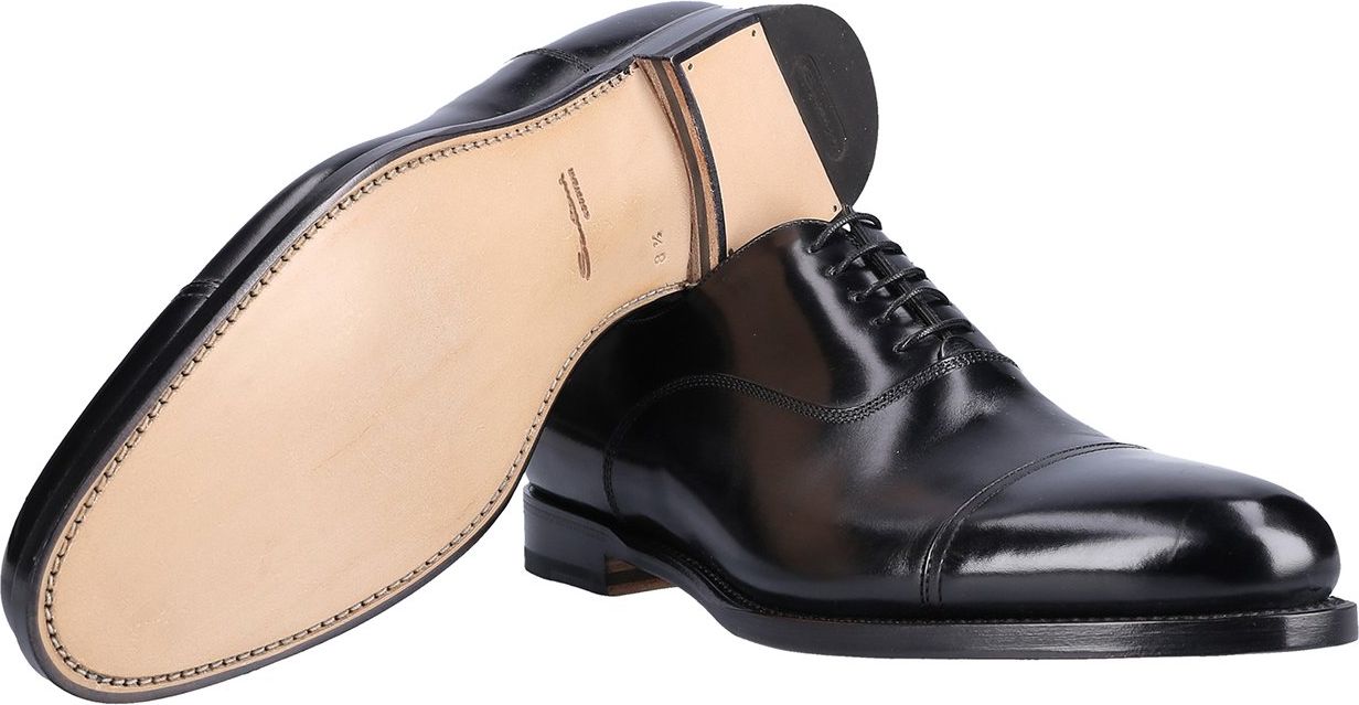Santoni Business Shoes Oxford Calfskin Aperto Zwart