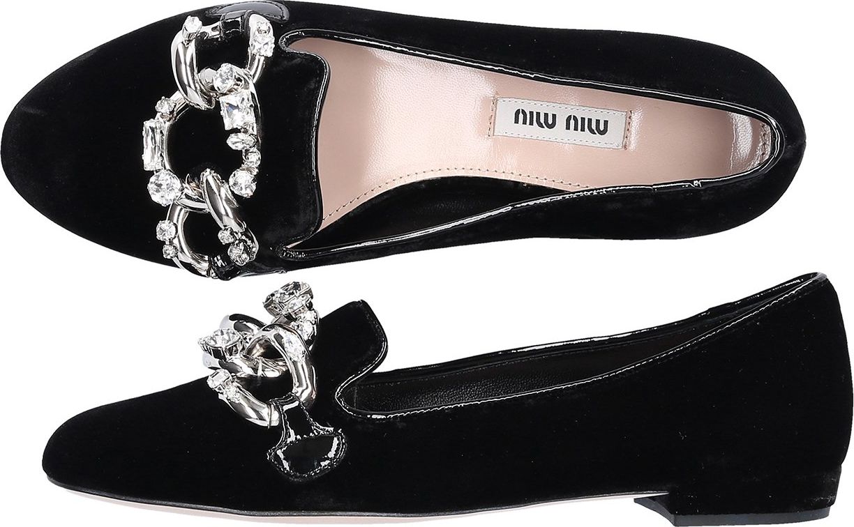 Miu Miu Women Slip On Shoes Velvet - Flora Zwart
