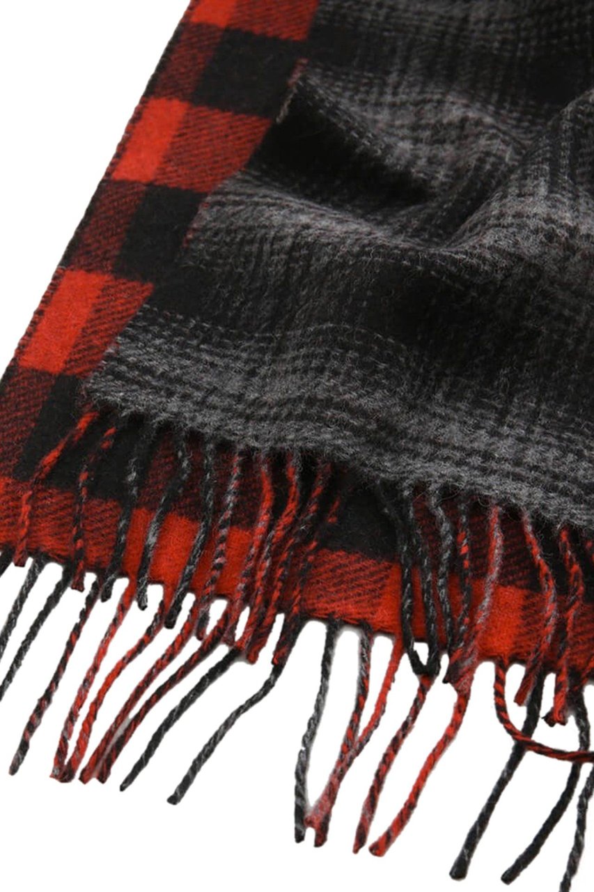Woolrich Double Wool Check Grey Scarf Gray Grijs