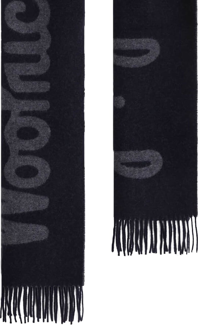 Woolrich Solid Woven Logo Blue Grey Scarf Blue Blauw