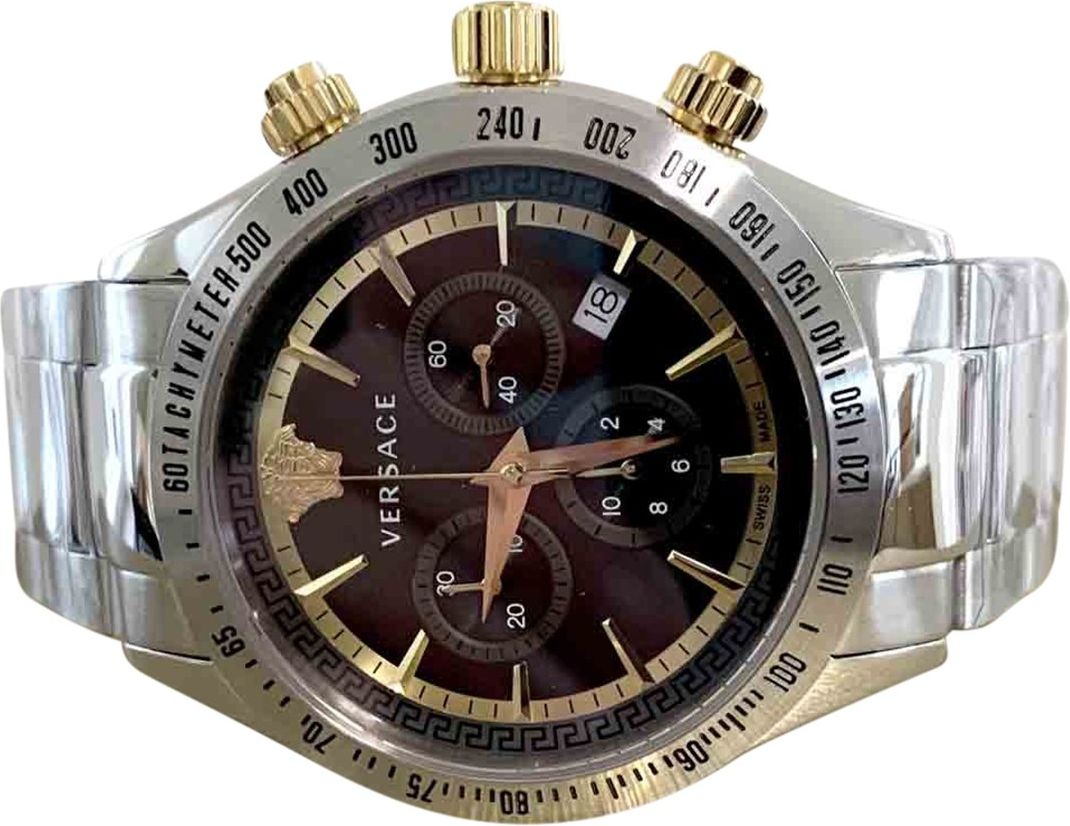 Versace VEV700419 Chrono Classic heren horloge chronograaf 44 mm Bruin