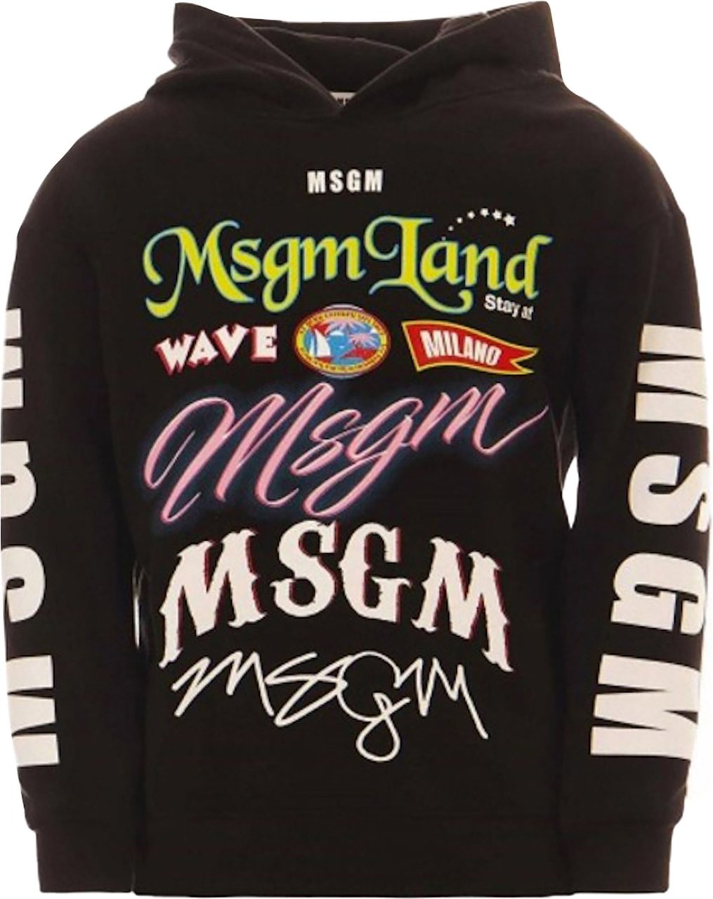 MSGM Hoody Over Sweatshirt Boy Black Zwart