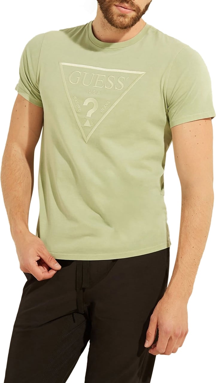 Guess T-shirt logo driehoek Groen