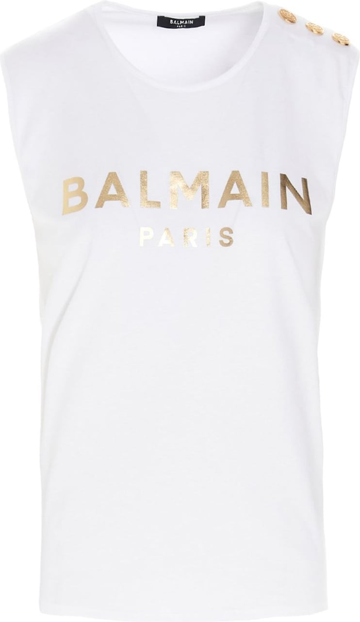 Balmain Sleeveless White T-shirt Wit