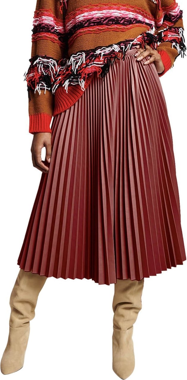 Essential Antwerp Essentiel Antwerp Adapt Burgundy Midi Skirt Red Rood