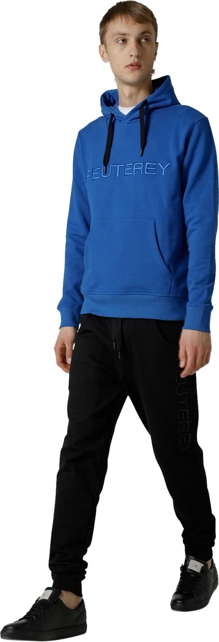 Peuterey Hooded sweatshirt with front lettering Blauw