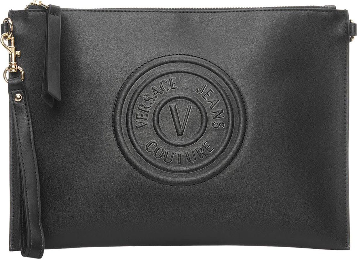 Versace Clutch With Logo Emblem Black Zwart