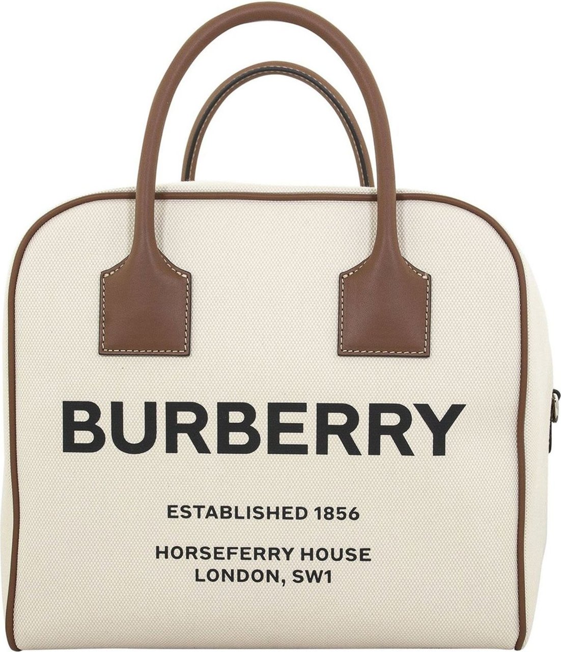 Burberry Burberry Cube Horseferry Canvas Satchel Bag Beige