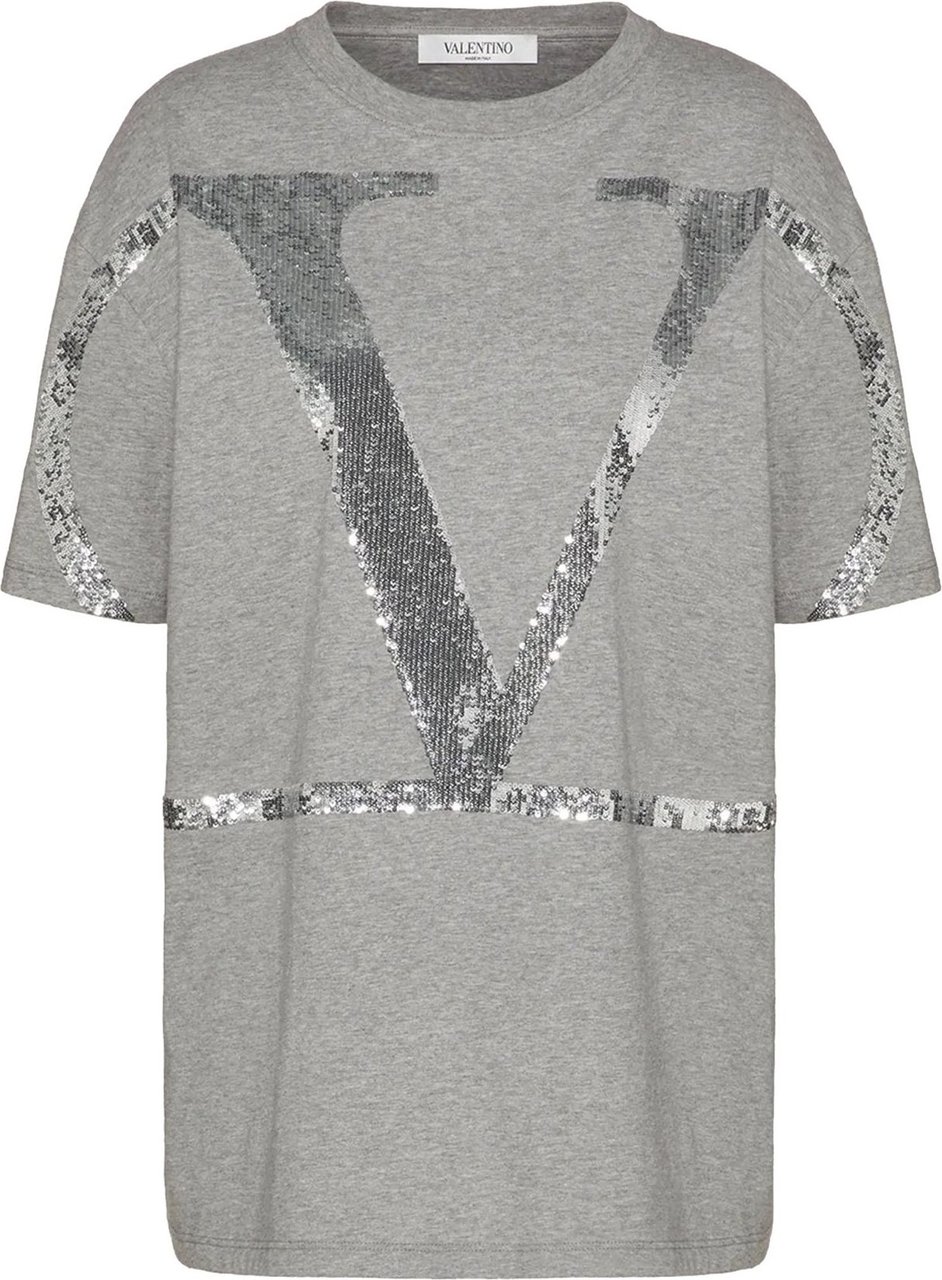 Valentino Valentino V Logo Cotton Shirt Grijs