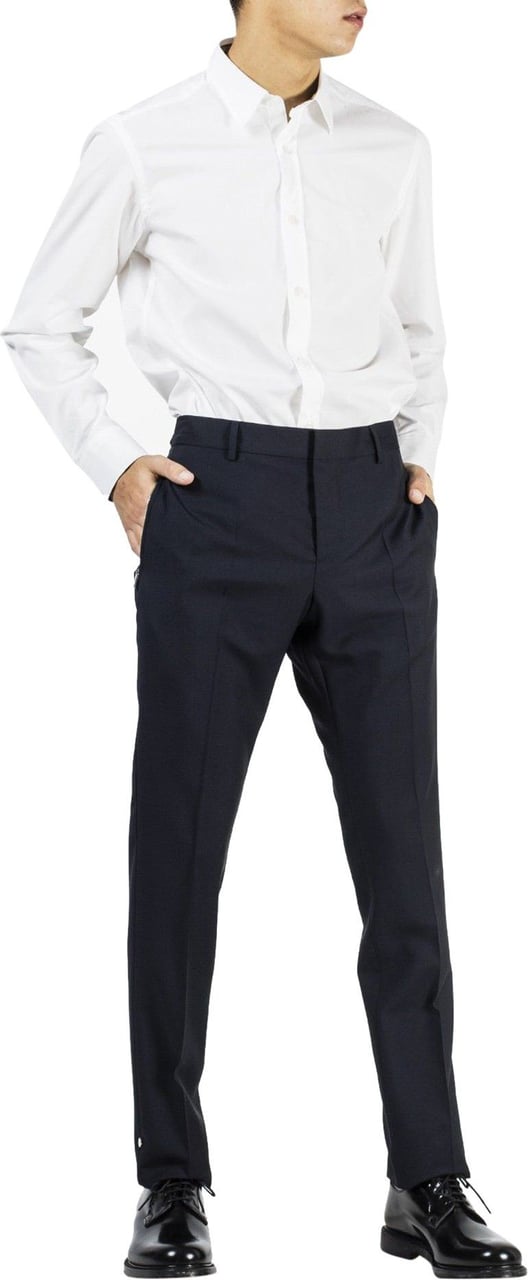 Valentino Navy Blue Trousers With Pockets And Zip Fastening Blauw