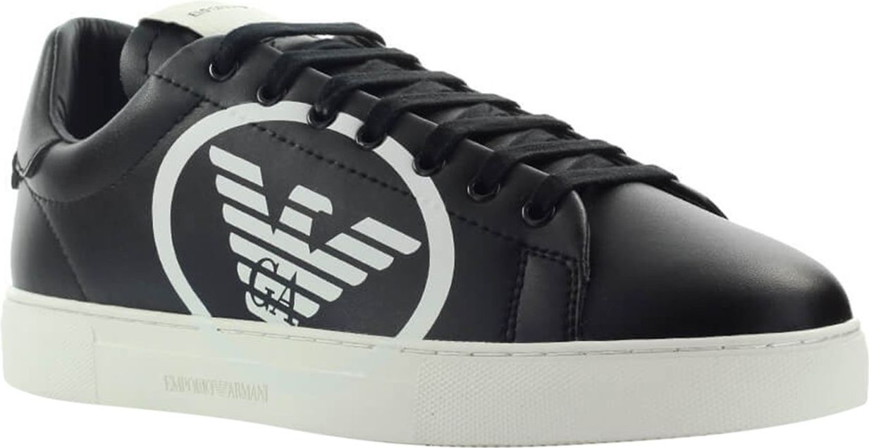 Emporio Armani Black Sneaker With Maxi Logo Black Zwart