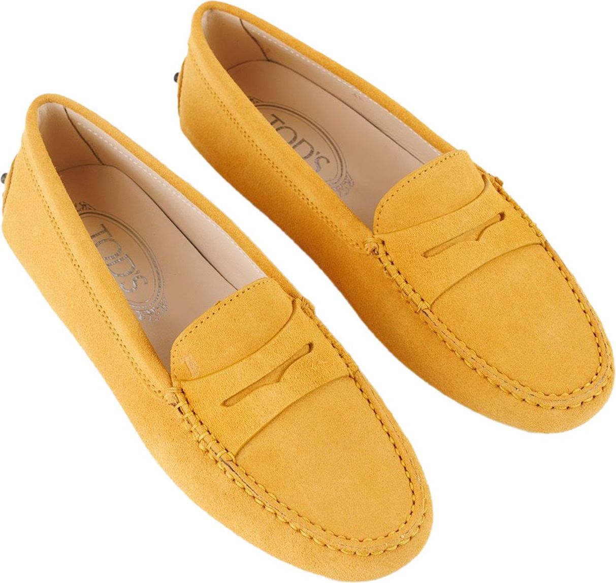 Tod's Gommino Loafer In Yellow Suede Leather Geel