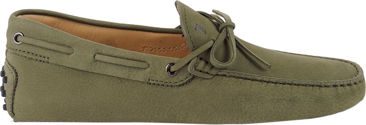 Tod's Gommino Driving Shoes In Green Nubuck Beige
