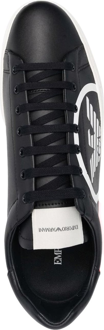 Emporio Armani Black Sneaker With Maxi Logo Black Zwart