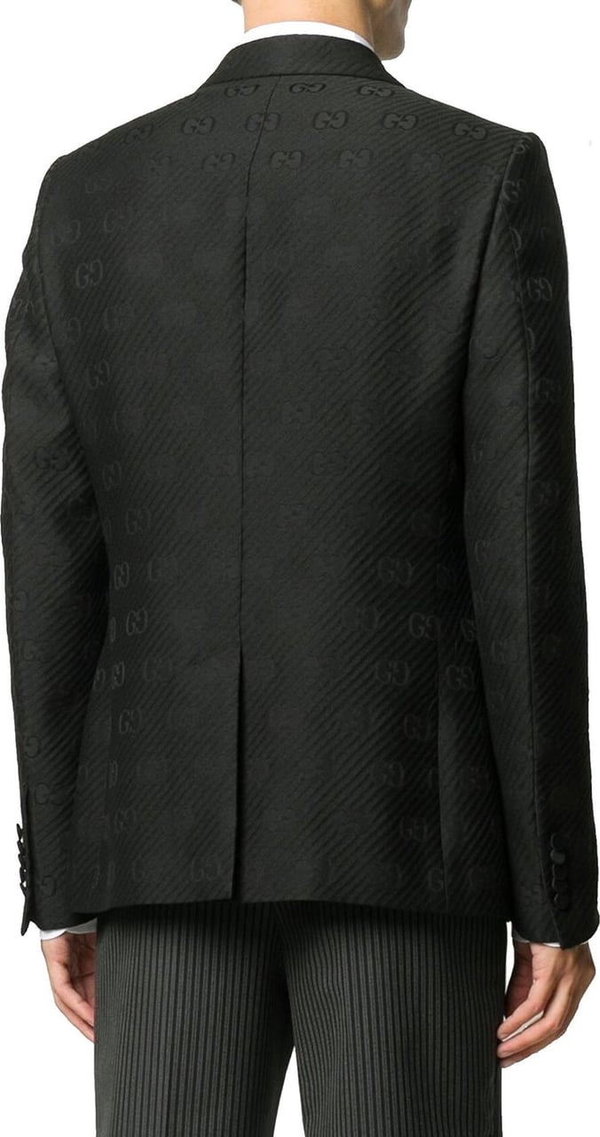 Gucci Gucci Gg Cotton And Silk Blazer Jacket Zwart