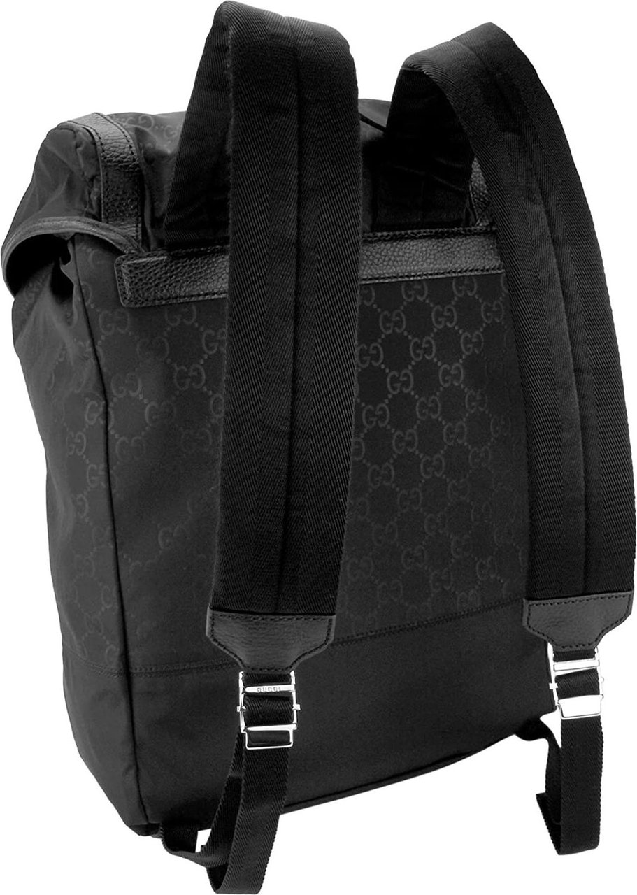 Gucci Gucci Backpack Black Man Nylon Fabric Dollar Pocket Mod.510336 K28CN 1000 Zwart