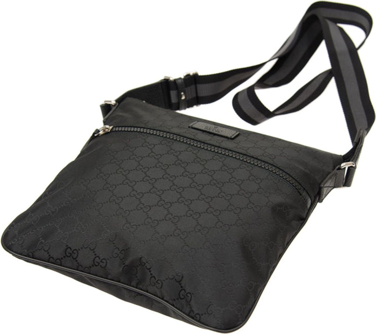 Gucci Gucci Messenger Bag Black Man GG Canvas Fabric Mod. 449184 G1XHN 8615 Zwart