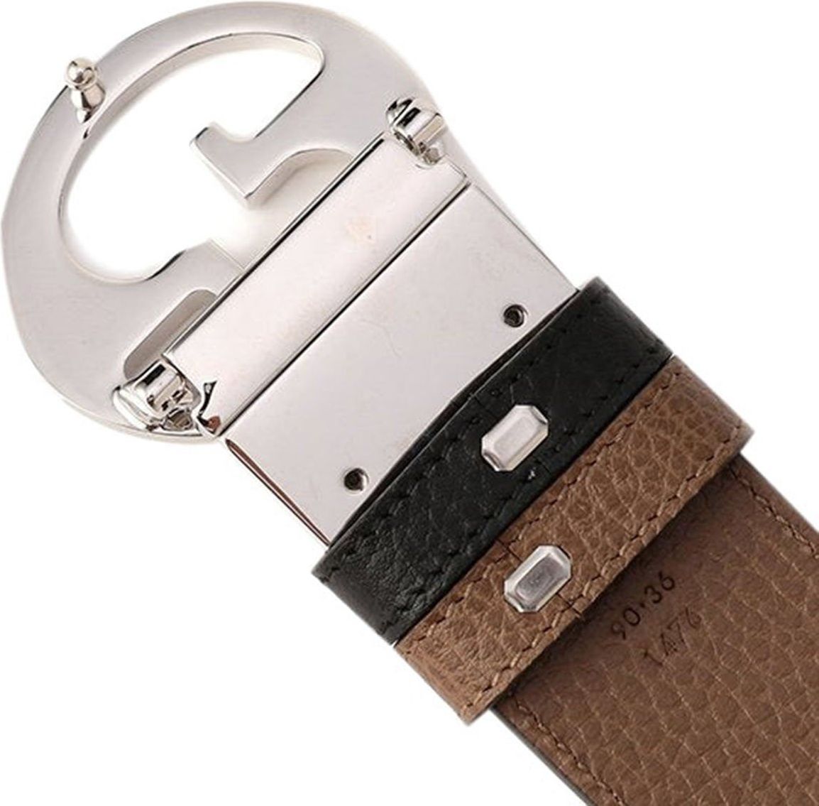 Gucci Gucci Reverse Belt Black / Maple Man Dollar Calf Leather Mod.449715 CAO2N 1093 Zwart