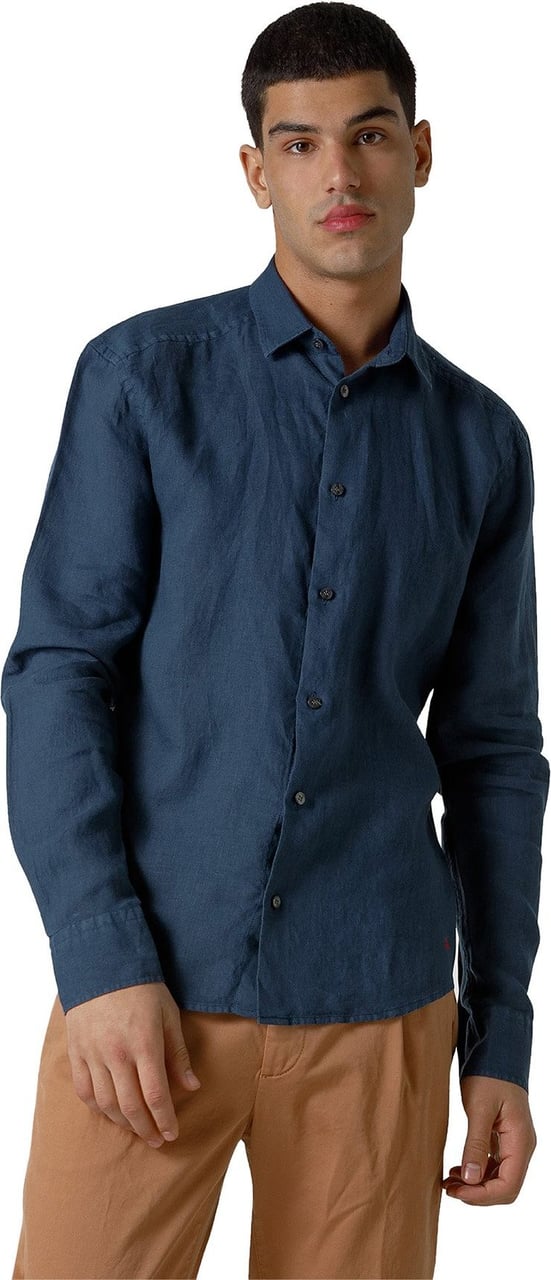 Peuterey VINTEX LINO - Light linen shirt Blauw