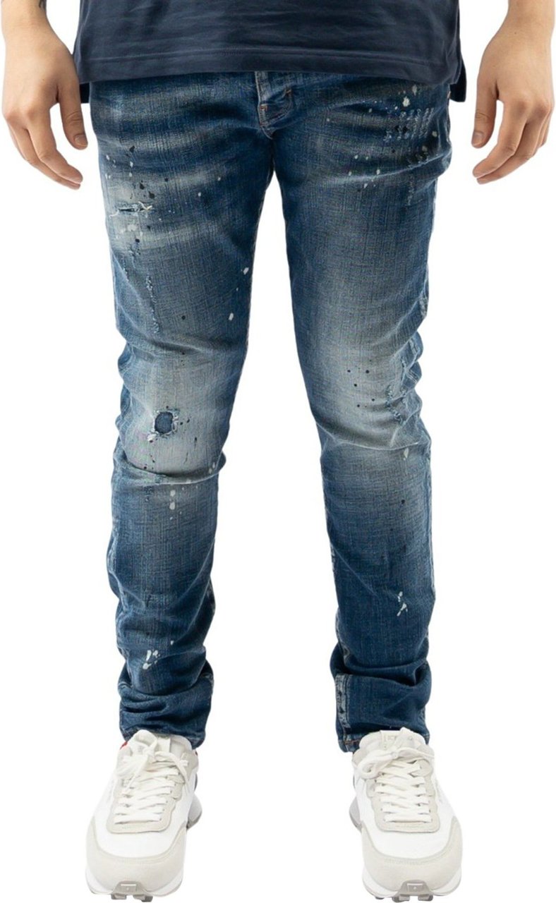 My Brand Blue Distressed Black Spot Jeans Blauw