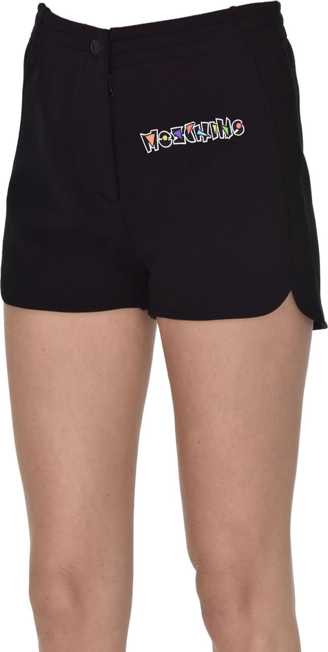 Moschino Designer Logo Fleece Shorts Zwart