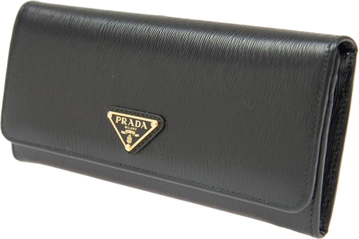 Prada Prada Woman's Flap Wallet Calf Leather Mod.1MH132 2DDU F0002 00 Zwart