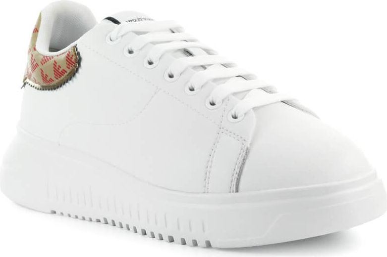 Emporio Armani Monogram White Beige Red Sneaker White Wit
