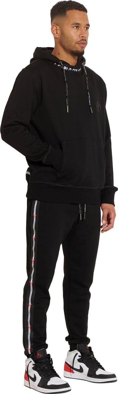 Carlo Colucci basic hoodie zwart hals Zwart