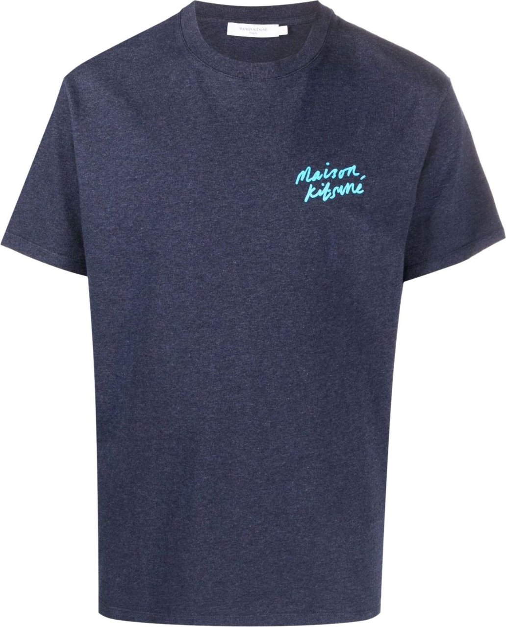 Maison Kitsuné Mini Handwriting Classic T-shirt Navy Melange Blauw