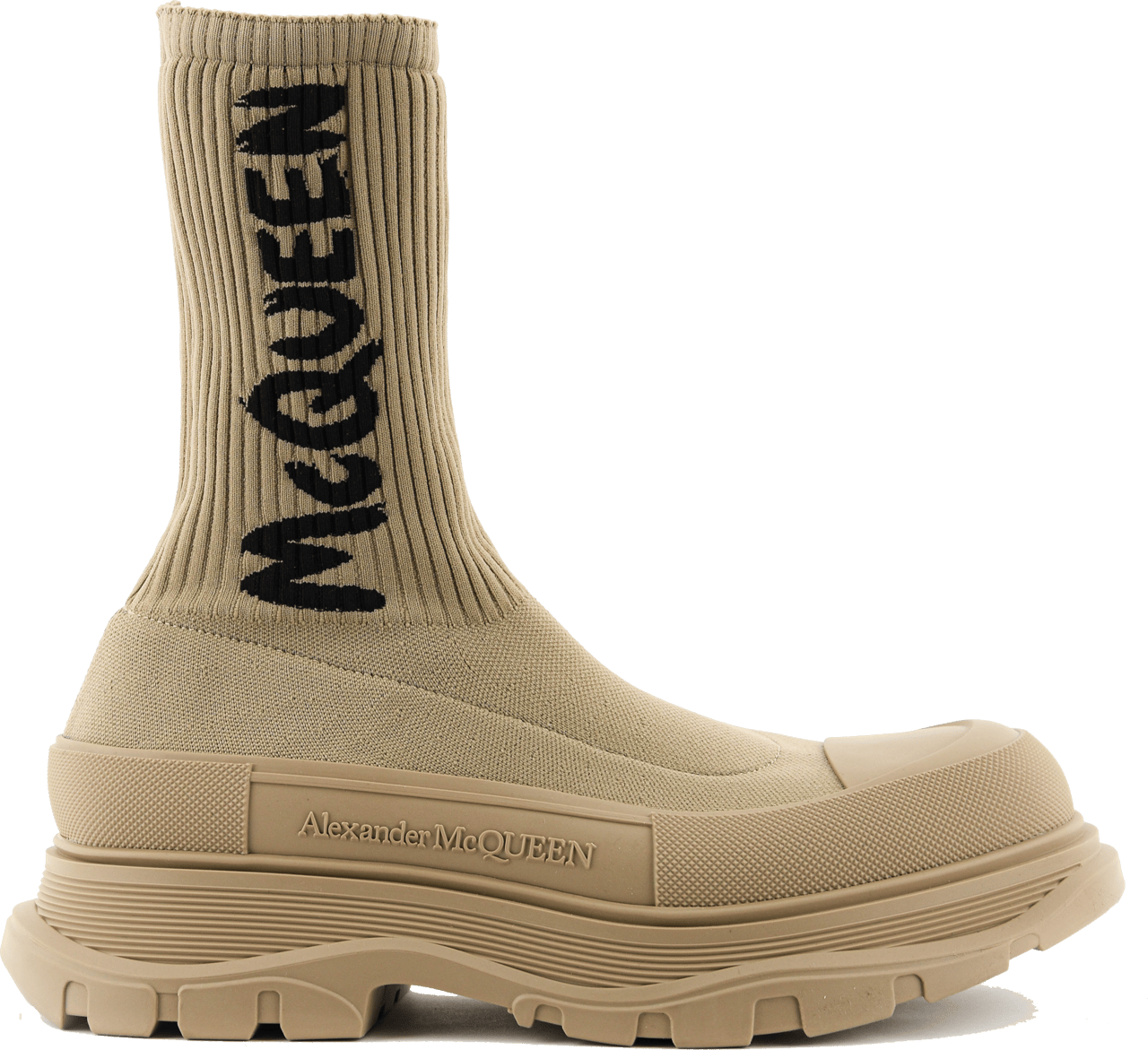 Alexander McQueen Tread Knit Boot B Beige