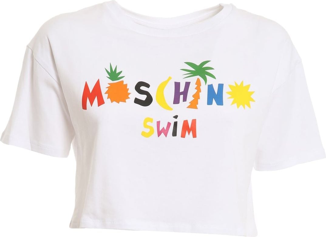 Moschino T-shirt Crop Con Stampa Logo Wit