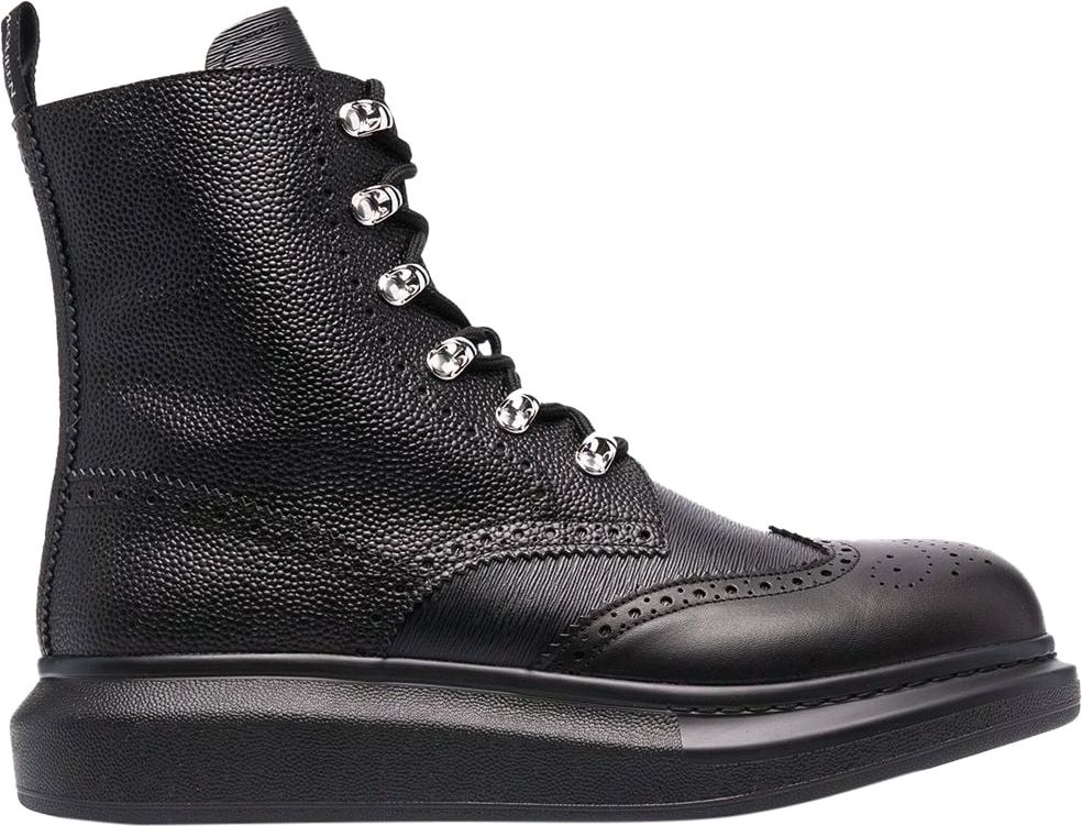 Alexander McQueen Hybrid Chunky Sole Lace-up Boots Zwart