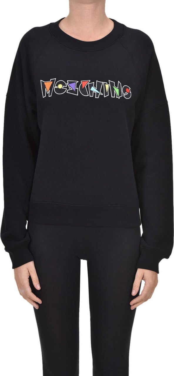 Moschino Embroidered Designer Logo Sweatshirt Zwart