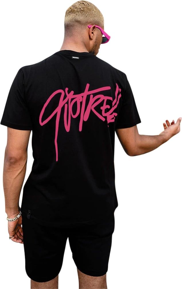 Quotrell Monterey T-shirt | Black / Fuchsia Zwart