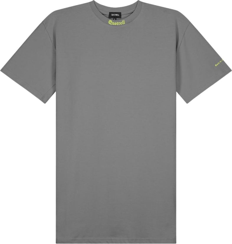 Quotrell Miami T-shirt Dress | Grey / Yellow Grijs