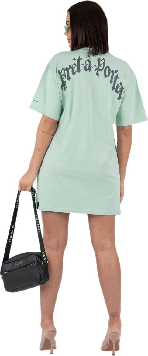 Quotrell Miami T-shirt Dress | Mint / Grey Blauw