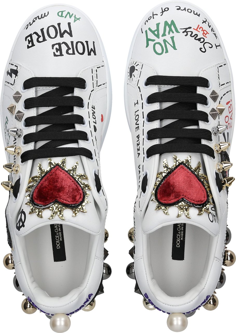 Dolce & Gabbana Low-top Sneakers Portofino Nappa Leather Score Wit