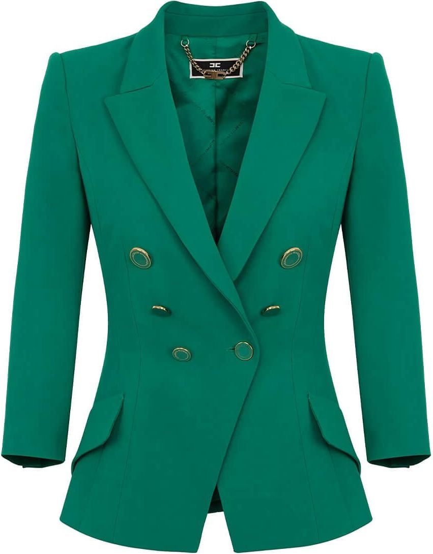 Elisabetta Franchi Emerald Green Double-breasted Jacket Green Green