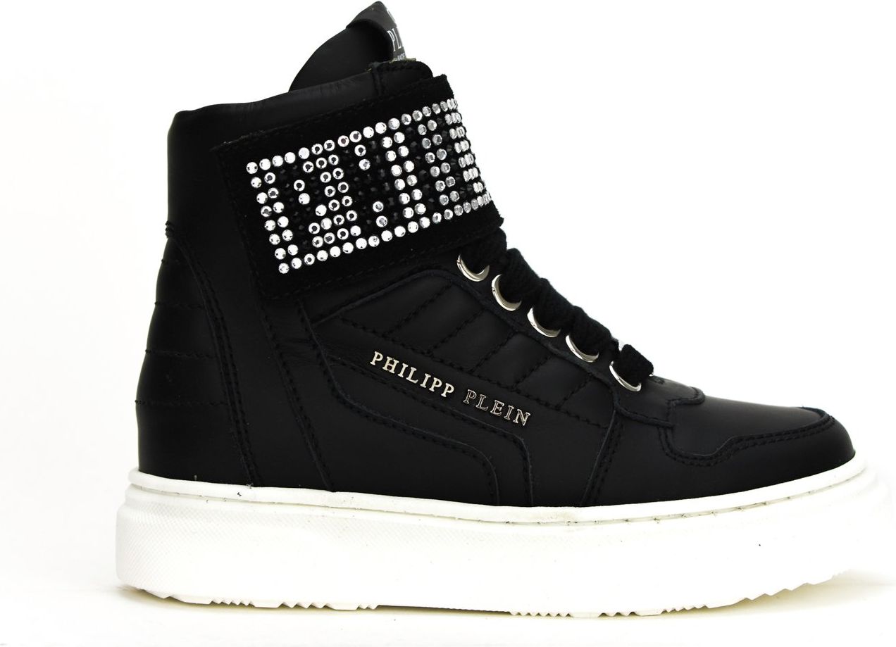 Philipp Plein Hi Top logo strass sneaker zwart Zwart